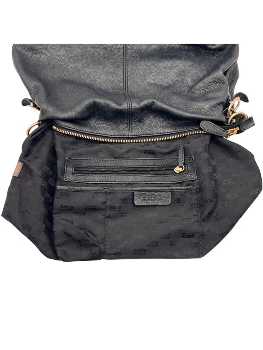 Michael Kors Soft Black Leather Shoulder Bag Purse Gold Tone Hardware 14"x12"x4" - Picture 8 of 15